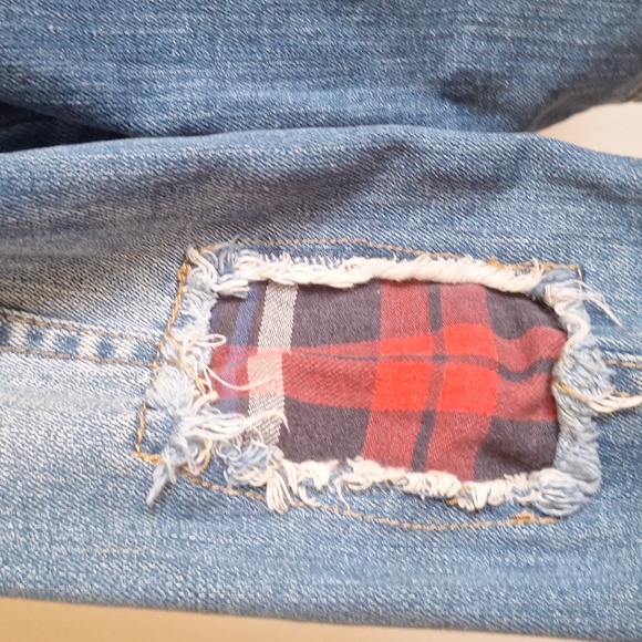 Bullhead Denim Co 90s Jacket Plaid Flannel Inserts Distressed Jean Trucker Sz.S - Picture 4 of 10
